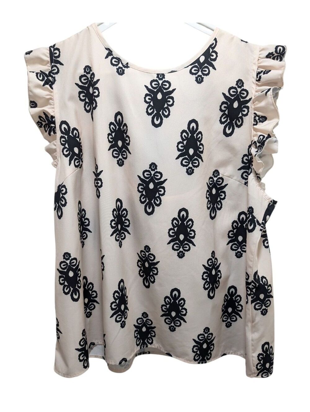 SHEIN Curve Cottagecore Coquette Backless Bow Print Top Blouse Off White 2XL